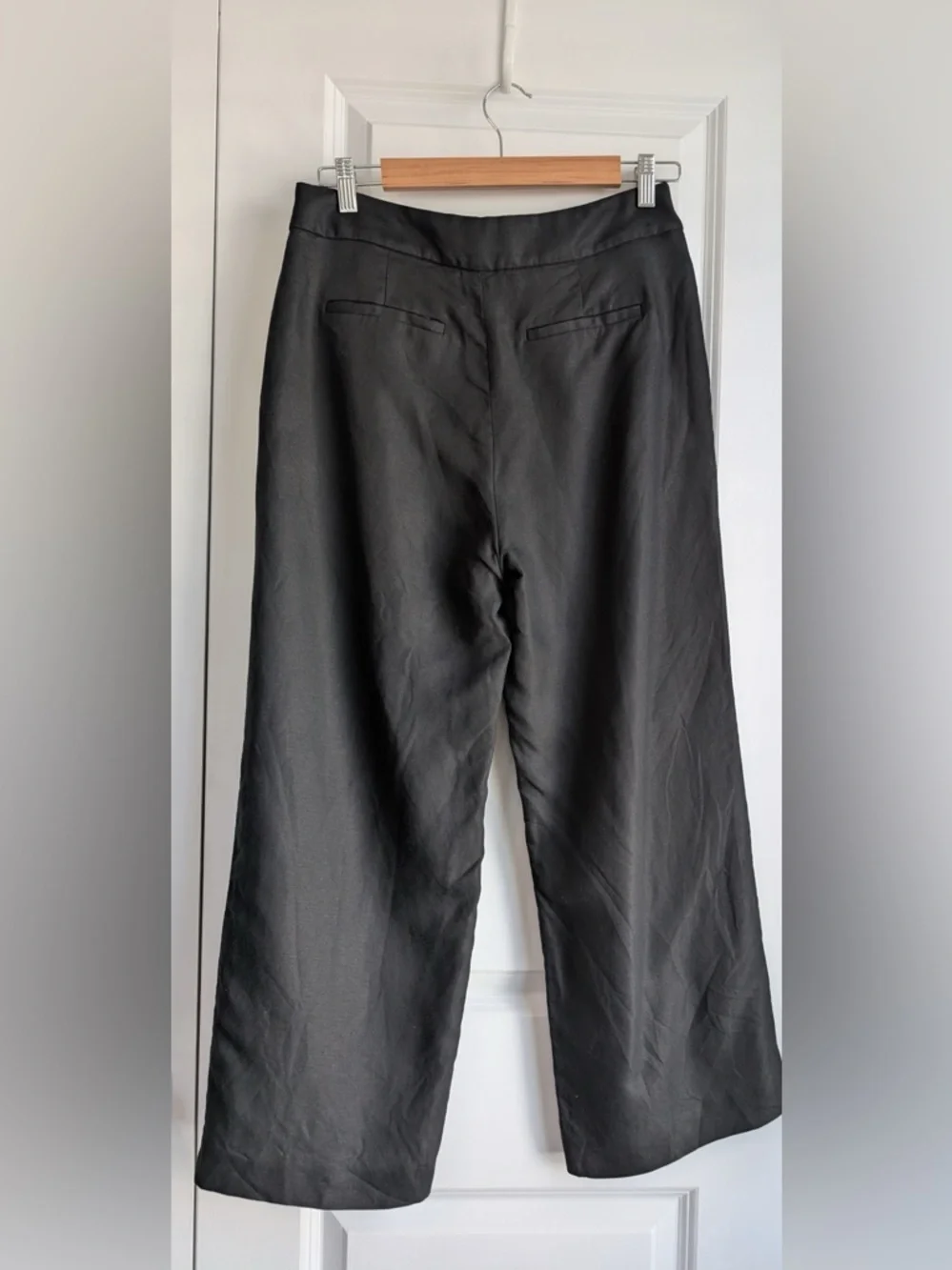 J.Crew High-rise Wide Leg Pleated Linen Side Zip Blend Pant Black Size 4